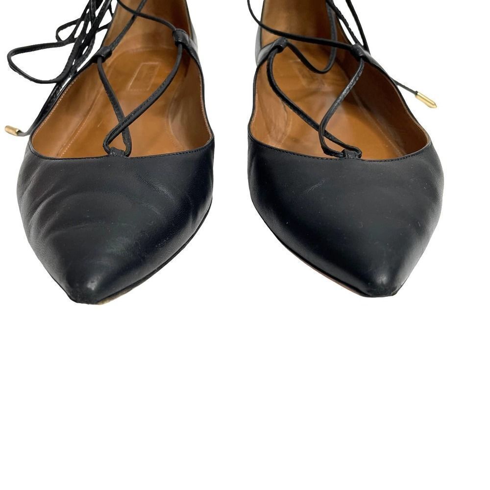 Aquazzura Christy Lace-Up‎ Flats Sz 39 leather black - Picture 3 of 9